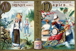 Letter M as Morlac Young Woman and N as Woman of the People in Naples by French School