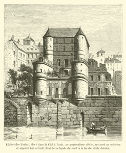 Hotel des Ursins, built in the City of Paris in the 14th century, restored in the 16th century and now destroyed, State of the north facade at the end of the last century