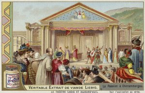 Liebig card featuring the Oberammergau Passion Play