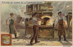Liebig card featuring the glass industry