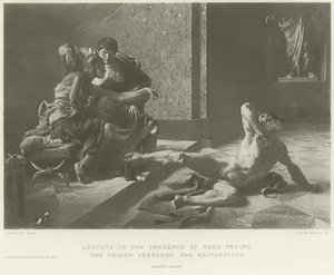 Locusta in the presence of Nero trying the poison prepared for Britannicus (engraving) by French School