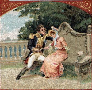 Louis Alexandre Berthier (1753-1815), Prince of Wagram, with Madame Visconti, his mistress, at the Chateau de Grosbois. Chromolithography of the late 19th century