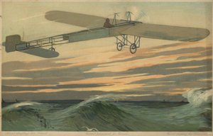 Louis Bleriot Making the First Flight Across the English Channel in a Heavier Than Air Aircraft, 25 July 1909 by French School
