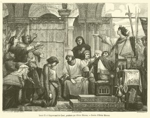 Louis IX and Enguerrand de Coucy (engraving) by French School