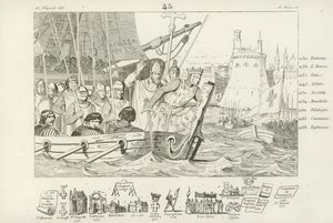 Louis IX of France leading the attack on Damietta, Egypt, 7th Crusade, 1249 by French School
