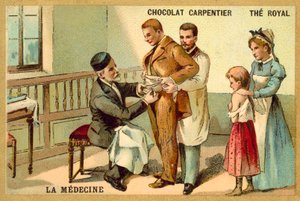 Louis Pasteur inoculating a patient against rabies at the Pasteur Institute by French School