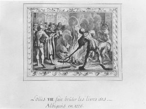 Louis VIII burning the Albigensian books in 1226
