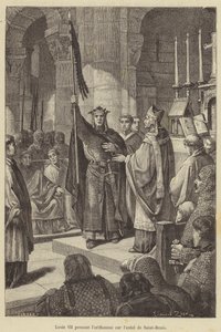 Louis VII Taking the Oriflamme on the Altar of Saint-Denis (engraving) by French School
