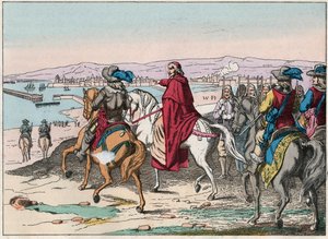 Louis XIII (1601-1643) and Cardinal Richelieu at the siege of La Rochelle, place d