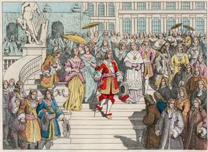Louis XIV and his court in Versailles - Louis XIV of France and his court in Versailles - Engraving of the end of the 19th century in 