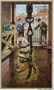 Lowering a horse into a mine by French School