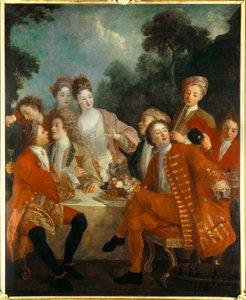 Lunch in the Park. Painting of the French school of the 18th century. Orleans Museum of Fine Arts by French School