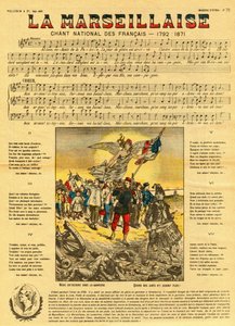 Lyrics and music of the Marseillaise, the French anthem composed by Rouget de Lisle