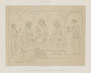 Madeleine throws herself at the feet of Jesus
