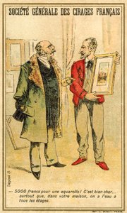Man Haggling Over the Price of a Watercolour with an Artist by French School