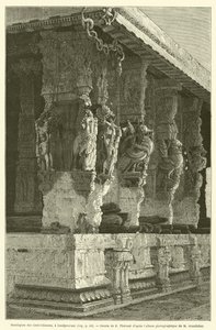 Mandapam of the Hundred Columns, at Kanchipuram by French School