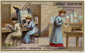 Manufacturing matches. Packing, weighing and stamping by French School