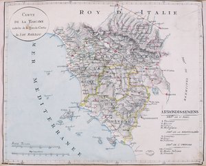 Map of Tuscany, detail of the large map of J. de Baillou by French School