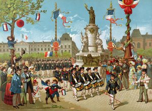 March of School Battalions on the 14th July 1883 at the Place de la Republique by French School