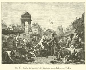 Innocents Market, 1810, after a painting of the time, by Tardieu