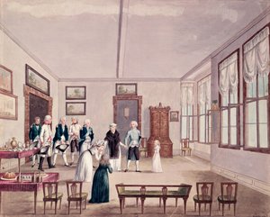Marie-Thérèse-Charlotte de Bourbon, Madame Royale, meets her cousins Emperor Francis II of Austria and his wife Maria Teresa in Vienna after her release in 1795 from imprisonment in Paris, c.1796