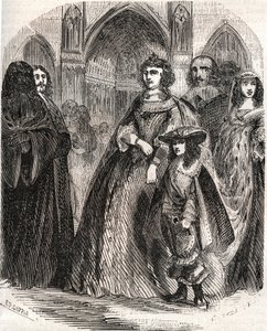 Marie de Medicis (1573-1642), queen of France and regent of the kingdom with her son Louis XIII going to Notre-Dame de Paris in 