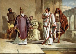 Meeting between Emperor Flavius Julius Valens and Saint Basil of Caesarea (detail)