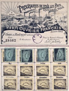 Membership card of the French Workers Party during the leadership of Jules Guesde, 1901 by French School