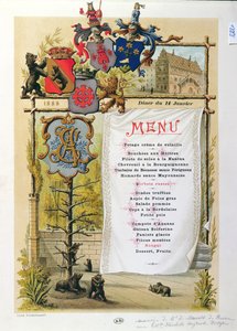 Menu, possibly from Le Bernois, 14th January 1888 by French School