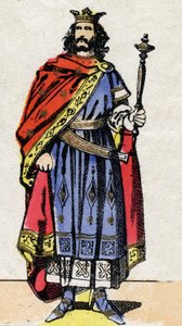 Merovingian Dynasty: Portrait of Chilperic II (circa 700-721) King of the Franks