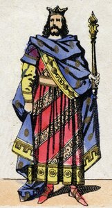 Merovingian Dynasty: Portrait of Clotaire IV (685-719) King of the Franks of Austrasia from 717 to 719. Epinal imaging from the end of the 19th century. Private collection. by French School
