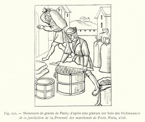 Grain Measurers of Paris; After a Wood Engraving from the Ordinances of the Jurisdiction of the Provost of the Merchants of Paris, Paris by French School