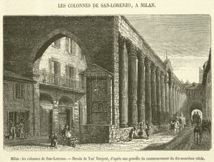 Milan, the Columns of San Lorenzo (engraving) by French School