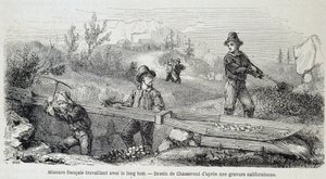 Miners (gold seekers) French working with the long tom - in 