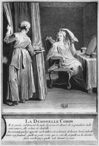 Miraculous healing of the paralysis and cancer of Demoiselle Coirin, on the tomb of Deacon Francois de Paris at the parish cemetery Saint-Medard in Paris, illustration from La verite des miracles de M
