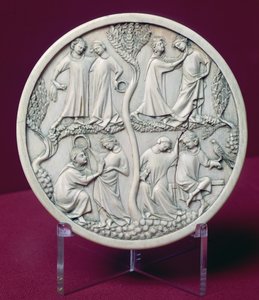 Mirror case depicting courtly scenes, c.1320-30 by French School