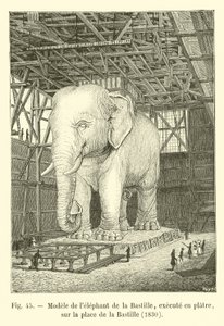 Model of the Elephant of the Bastille, Executed in Plaster, on the Place de la Bastille, 1830 by French School