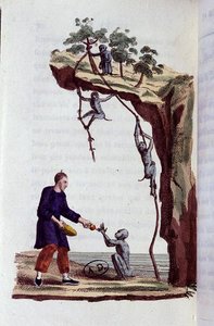 Monkeys harvesting tea in China by French School