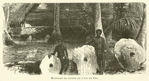 Stone Money of the Island of Yap (engraving) by French School