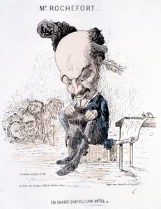 Monsieur Rochefort in Search of Articles by Untel. Caricature about Rochefort and the Commune