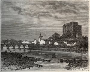 Montrond-les-Bains, department of the Loire in the Rhone-Alpes region - engraving in 