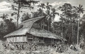 Mosque in Dodinga, New Guinea, illustration from Le Tour du Monde magazine, 1879