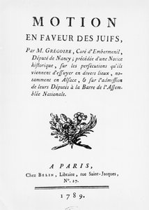 Motion in Favour of the Jews, by Henri Gregoire (1750-1831)
