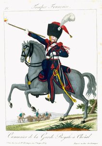 Mounted Cannonier of the Royal Guard, from Troupes Francaises, pub. chez Basset, Paris, c.1790