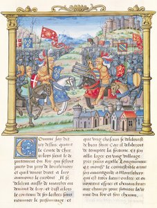 Battle of Montlhery during the War of the League of the Good Public, from the Memoirs of Philippe of Commines by French School
