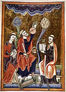 Ms 1186 f.1, The Astronomer, the Clerk and the Computist, facsimile of a miniature taken from the Book of Psalms (Psalter) of St. Louis and Blanche de Castile