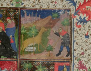 Romulus and Remus being suckled by a wolf, from Dicta et Facta Memorabilia, c.1475