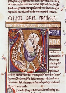 Ms 1 fol.194v Historiated initial V depicting Amos, from the Souvigny Bible