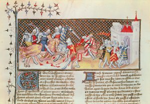 Scene of Knights Fighting, from the Livre de Messire Lancelot du Lac by French School