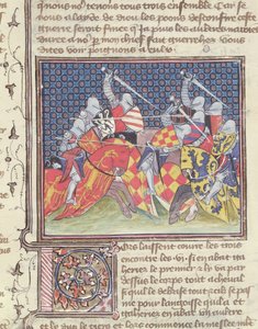 Knights in Battle, from the Livre de Messire Lancelot du Lac by French School